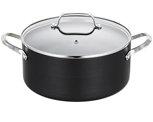 Qstar 4.94 Qt. Hard-Anodized Aluminum Non-Stick Stock Pot Casserole With Lid And Stainless Steel Handle #TOP4