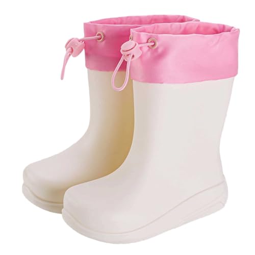 Botas de lluvia para niños, suela de goma robusta, impermeables, antideslizantes, construcción ligera, botas versátiles al aire libre, resistentes, zapatos de goma para edades 2 a 11, 03 blanco., 3.5