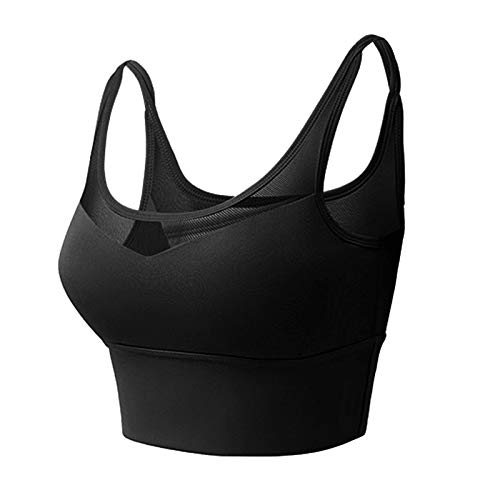 Ajcoflt Sutiã esportivo feminino push-up à prova de choque acolchoado corta-tops com costura regata