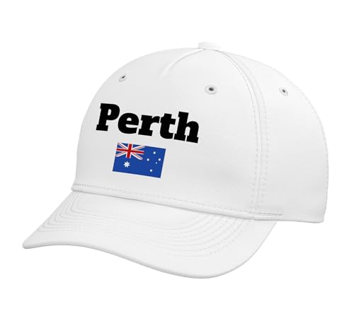 Perth Souvenir Western Australia Trip Australian Flag Adjustable Printed Baseball Hat, White