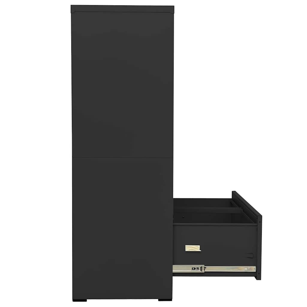 Szafa na akta, antracytowa, ze stali, 90 x 46 x 134 cm, z 4 szufladami, zamykana, do biura, biura domowego, gabinetu i administracji, do bezpiecznego przechowywania segregatorów, dokumentów