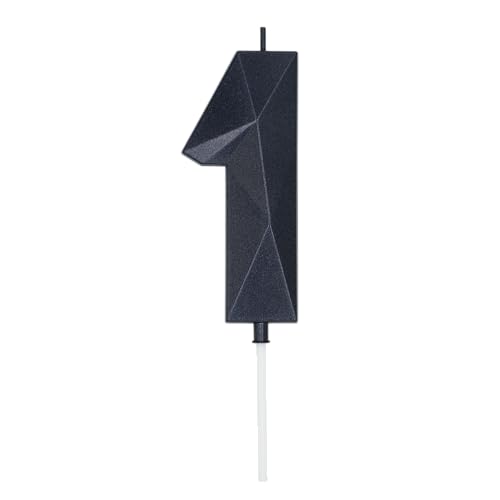 DERVENTA Large Black 3D Number 1 Birthday Candle 3.7in Cake Topper 1 Piece