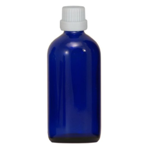 500x Apothekenfläschchen 100ml aus Blauglas mit weissem Schraubverschluss und Originalitätsring