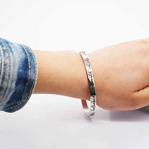 Image of Uloveido Stainless Steel Inspirational Bracelets for Women Engraved Personalized Mantra Initial Motivational Cuff Bangle Y460