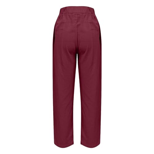 Hvyesh Linen Pants Women, Lightweight, Summer, Baggy, Comfy, Cropped Pants for Women, Elastic, High Waisted, Casual Pants3