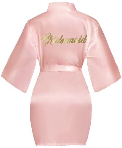 Lovasy Bata de Novia y Dama de Honor Satén Seda para Boda y Fiesta en Verano