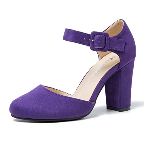 Women's High Heel Closed Toe Chunky Wedding Pumps Mary Jane Shoes