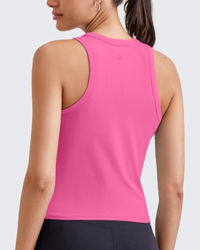 Image of G4Free Workout Tank Tops for Women Slim Fitted Racerback Ribbed Athletic Gym Yoga Tanks Summer Casual
