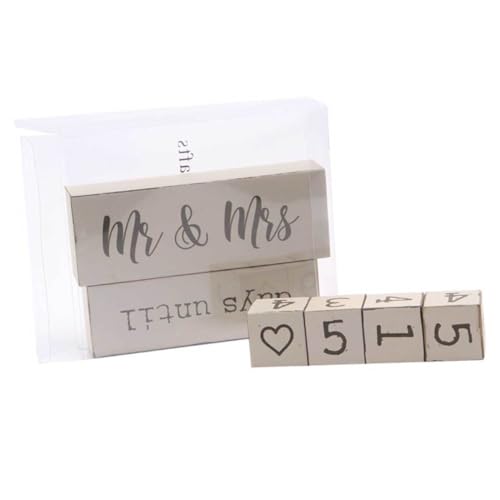 Compte à rebours mariage bois calendrier beige de bureau