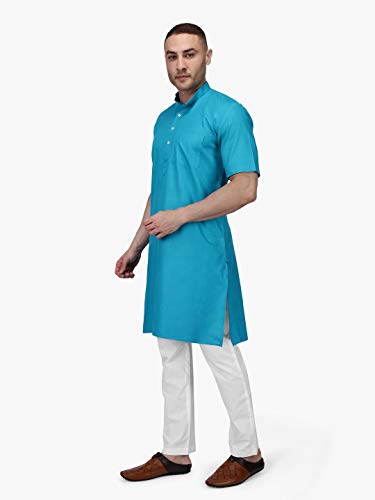 Image of Rajubhai Hargovindas Men's Premium Cotton Half Sleeve Solid Kurta