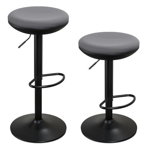 Image of IWMH Standing Desk Stool, Ergonomic Adjustable Height Office Chair | Round 360 Swivel Sit Perching Stool Without Backrest for Bedroom, Kitchen, Living Room (Grey*2)