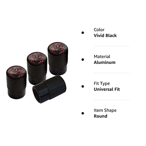 Tricktoppers Vivid Black Anodized Billet Aluminum Tire Wheel Valve Stem Dust Caps For Cars Trucks Trailers Suv's Rv's Motorcycles Bikes And More (Set Of 4) Red Black Widow Spider #TOP5