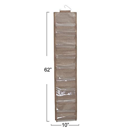 Household Essentials 20-Pocket Closet Hooks Hanging Shoe Organizer, Latte