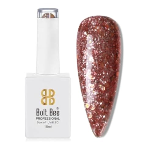 Image of Bolt Bee Glitter Red Color Gel Nail Polish Soak Off UV Gel DIY at Home Manicure Salon Nail Art (189, 15ml)