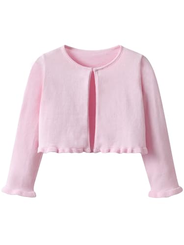 Kefiyis Chaqueta Bolero Niña Cárdigan Punto Manga Larga con Volantes Rebeca Festiva con Botones para Torera Comunion Vestido de Bautizo 110-150 Rosa 130
