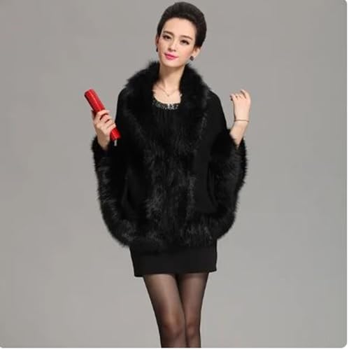 Coat Cape Faux Fur Ruana blanket Caplet Wrap Shrug Sweater Poncho dress shawl (Black Wool blend cape)3