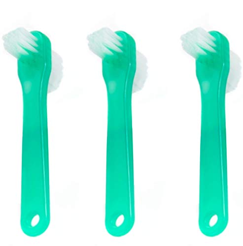 Pivit Denture & Retainer Cleaning Toothbrush | Tough on Stains Gentle on Dentures Retainers & Mouthguards | Two-Sided Dental Brush Removes Particles & Stains | For Hard-To-Reach Areas (3-Pack, Green)