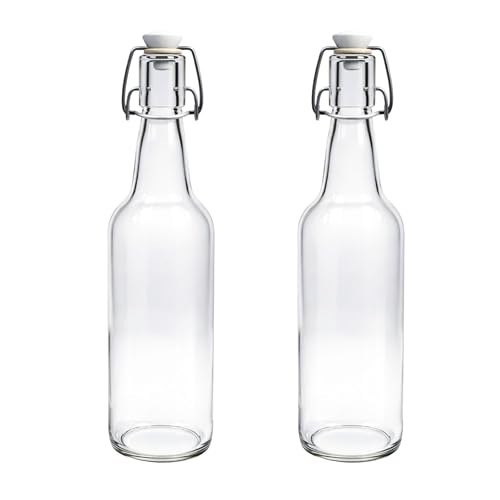 Devitre 2 botellas de cristal de 500 ml con cierre de clip, incluye etiquetas