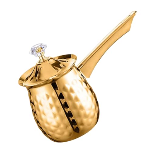 BATHVEVE Cafetera Turca de Inoxidable con Diseño Vintage Dorado Olla para Calentar Leche Derretir Mantequilla y Preparar Salsas para Café y Té Cocina Pequeña o Camping