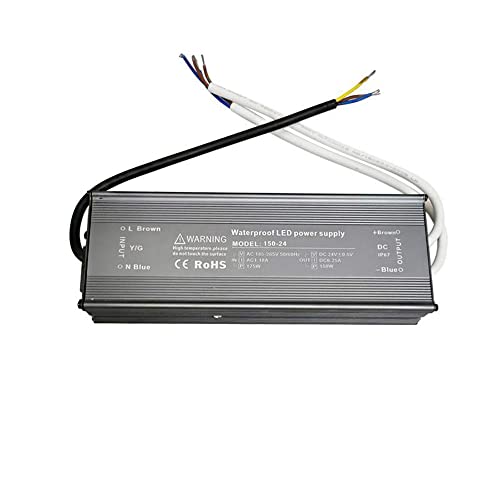bombillasled360 - Fuente Alimentación Estanca IP67, para tira LED 150W 24V, uso en interior o exterior.