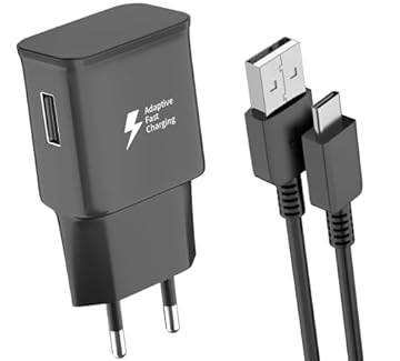 15W Caricabatterie Veloce per Samsung Galaxy S10 S10e S10+ S9 S8 S8 Plus A52 A51 A40 A35 A32 A25 A22 A16 A15 A14 A13 A12 A05S A04S Caricatore Rapido USB Originale EP-TA200 Adaptive Fast Charging, Nero