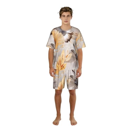 Ensemble de pyjama short homme vêtement de nuit léger jaune