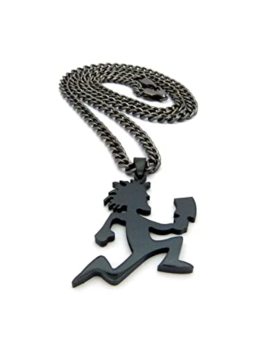 MENS HIP HOP PENDANT NECKLACE GOLD SILVER BLACK LARGE w/ 5mm CUBAN CHAIN (Black)3