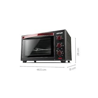 G3 Ferrari G10135 Forno Elettrico Ventilato "Il Moro 20 Plus",1380W, 20 Litri, 100-230°C, Antiaderente, Nero/Rosso