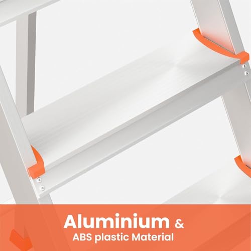 Image of 6 Step Foldable Aluminum Step Ladder with Anti-Slip Steps & Rubber Feet | Heavy-Duty Portable Ladder for Home, Kitchen, Office & Indoor Use (6 Step)