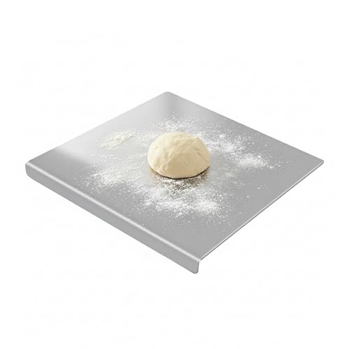 Tabla de Cortar de Acero Inoxidable SakerPlus, Grande y Antideslizante con Patas de Silicona, Superficie de Preparación Limpia y Segura para Carnes, Verduras, Pan y Amasado de Masas (30 x 30 cm)