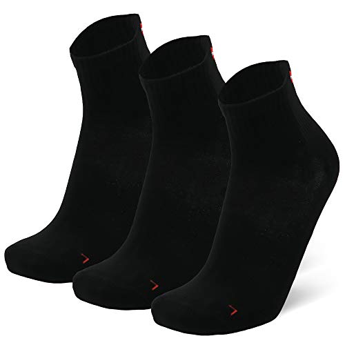 DANISH ENDURANCE Quarter Sportsocken (EU 39-42, Einfarbig Schwarz - 3 Paare)