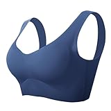 Necalisi Dirndl BH Blau Sport BH Bustier Damen Bralette Nathloser Sportbekleidung Baumwolle ohne Bügel atmungsaktiv Joggen Yoga Jumping Fitness BH Push up extrem 115D