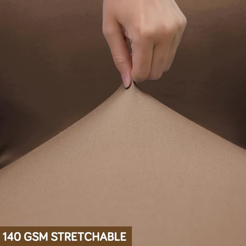 Image of HOKIPO 'SereneSolids' 140 GSM Office Chair Cover for Desk Chair (Mid-Back) - Stretchable Fabric, Washable, Durable & Anti-Slip - Fits Mid-Back Office Chairs, Dark Camel (AR-5221-DCML-M)
