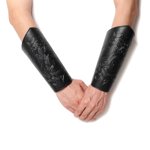 medieval leather bracers dragon embossed viking leather bracers leather arm armer cuff leather gauntlet costumes accessories