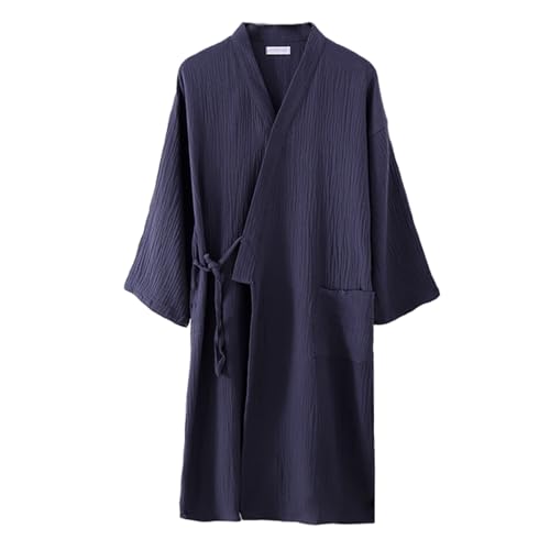 Men Cotton Kimono Robe Spa Bathrobe Sleepwear Adult Japanese Kimono for Men Loungewear
