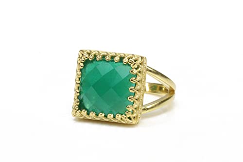 Bague onyx pour fêtes et mariages avec anneau délicat en or 14k