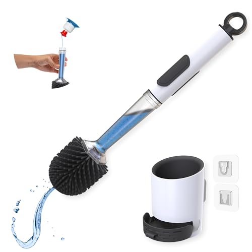 Escobilla Baño con Dispensador Jabon - Escobilla Recargable Inodoro - Escobillas de Baño de Silicona Rellenable de Jabón - Escobillero de Suelo o Pared con Soportes Adhesivos y Bandeja Extraíble Escobilla Baño con Dispensador Jabon - Escobilla Recargable Inodoro - Escobillas de Baño de Silicona Rellenable de Jabón - Escobillero de Suelo o Pared con Soportes Adhesivos y Bandeja Extraíble