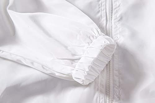 Perdontoo Mens Casual Lightweight Drawstring Hooded Windbreaker Jacket (X-Large, White) #TOP4