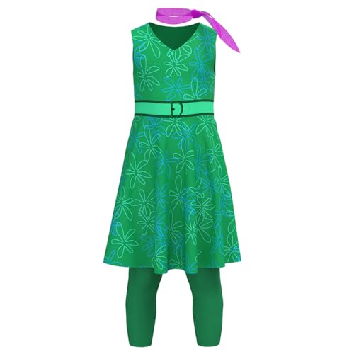 KamdFoen Adult Disgust Costume for Women Inside Disgust Green Dress Halloween Cosplay Outfits with Socks & Scarf & Belt(Sets L)
