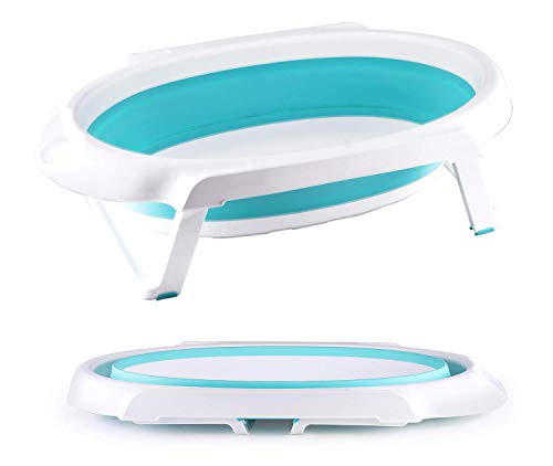 Image of R For Rabbit Classic Baby Bath tub with Temperature Sensitive Plug Folding Baby Bath Tub for Kids of 0 to 3 Years Upto 20 Kgs Weight Capacity(Lake Blue)