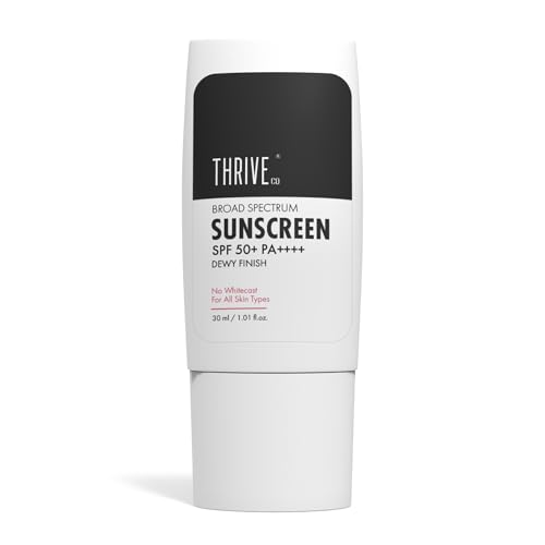 ThriveCo Water-based Sunscreen | Broad Spectrum & Spf 50 Pa++++ | UV A & UV B Protection | With Dewy Finish | Sweat-resistant, Non-sticky & Highly Absorbant | For All Skin Types, Men & Women | 30ml For Rs. 189 @ 62 %