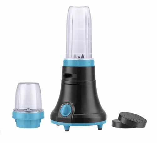 Image of Swiss Military Nutri Mate Bullet Mixer Grinder, Blender for Smoothie & Juices, Juicer, Coffee Blender, 2 Jars, Premium Stainless Steel Blades, Auto Power Cut, 500 Watts, 2 Year Warranty, Black & Blue