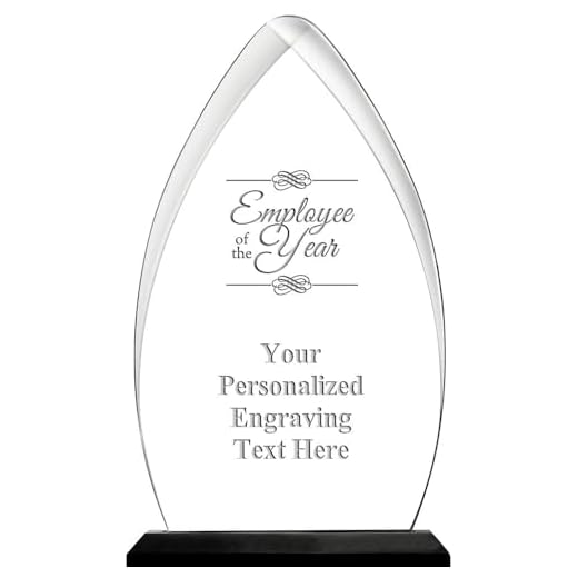 Employee of The Year Acrylic Award, 6.75" H Personalized Employee Award with Custom Engraving