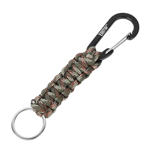 EOTW paracord, portachiavi a moschettone, anello a D, portachiavi per moto, auto, campeggio, escursionismo, uomini, donne e bambini (1 mimetico)