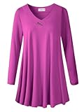 Einzigartige T-Shirts mit V-Ausschnitt für Frauen – klassische V-Ausschnitt-Tops für Frauen mit den gekreuzten V-förmigen Nähten, modifizieren Sie den Ausschnitt und lassen Sie Ihr Gesicht schlanker aussehen, perfekte volle Figur plus Swing-Tunika-Bluse für Frauen. Knöpfe Dekoration bieten ein süßes und stilvolles Gefühl.