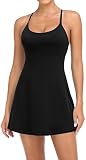 Workout Tennis Dress for Women with Built-in Bra Shorts, Adjustable Shoulder Straps and Pockets