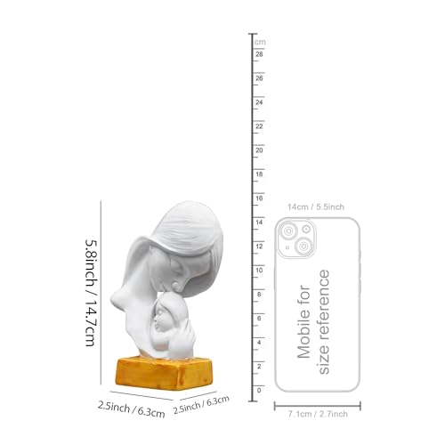 Image of TIED RIBBONS Gift for Mom, Birthday Gift for Mom Wife Women Mother in Law Mummy (Mother with Child Statue, Artificial Flower Bunch, Ceramic Coffee Mug & Greeting Card) Set