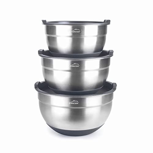 LACOR Stainless Steel Mixing Bowls Set – 3 L Sizes