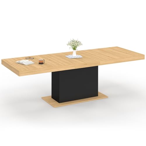 IDMarket - Table à Manger Extensible Rectangle Eden 8-12 Personnes Bois et Noir 200-250 cm