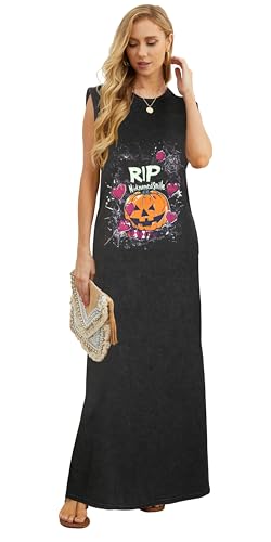 Image of GRECERELLE 2026 Women Year-Round Casual Round Neck Loose Split Wrinkle-Free Long Maxi Vacation Dress with Pockets (XXS-4XL)
